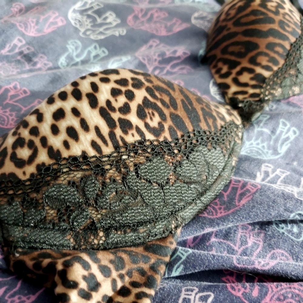 Betsey Johnson | leopard print bra (32D)